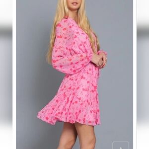 Aakaa Pink Floral Mini Dress